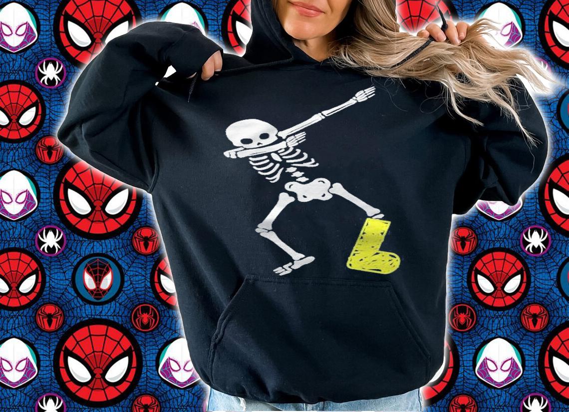 Funny Injury Dabbing Skeleton Broken Leg Gift Kids Adult T-shirt hoodie
