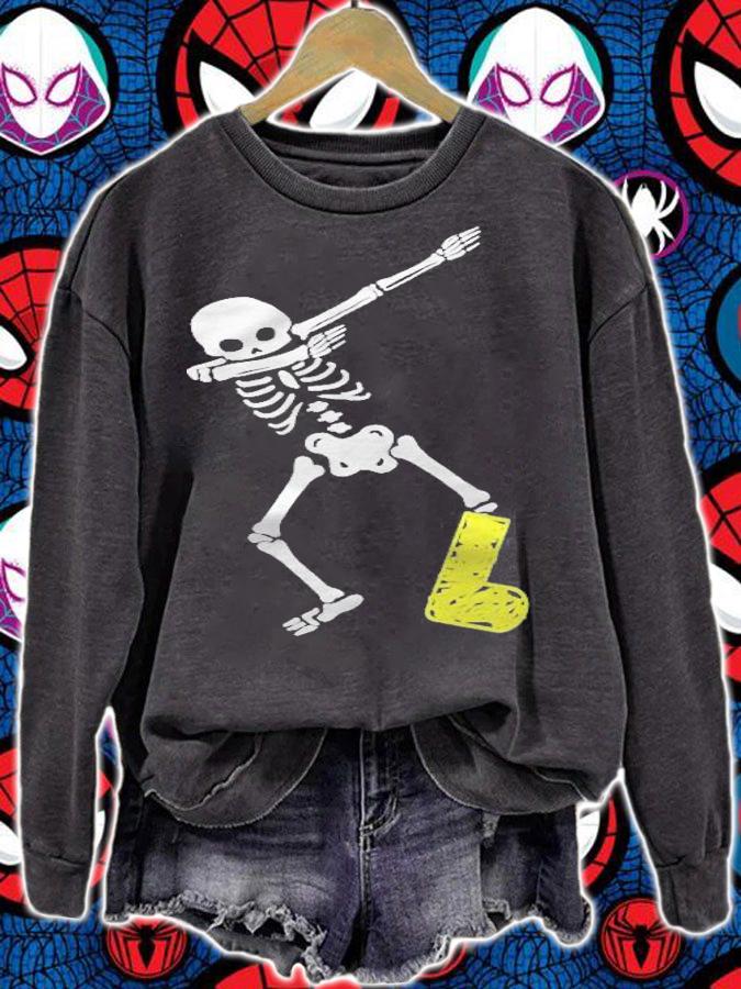Funny Injury Dabbing Skeleton Broken Leg Gift Kids Adult T-shirt sweatshirt