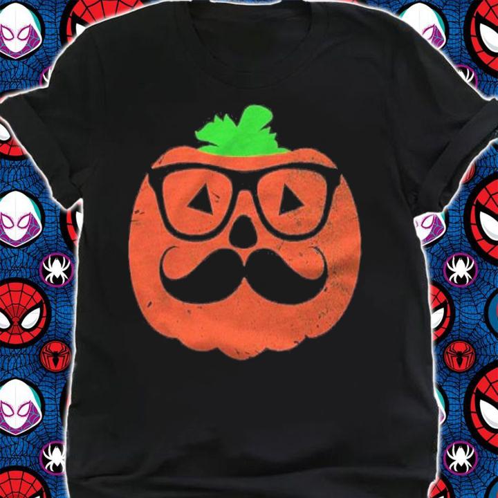 Halloween Nerd Pumpkin With Mustache Wearing Glasses T-shirt shirt