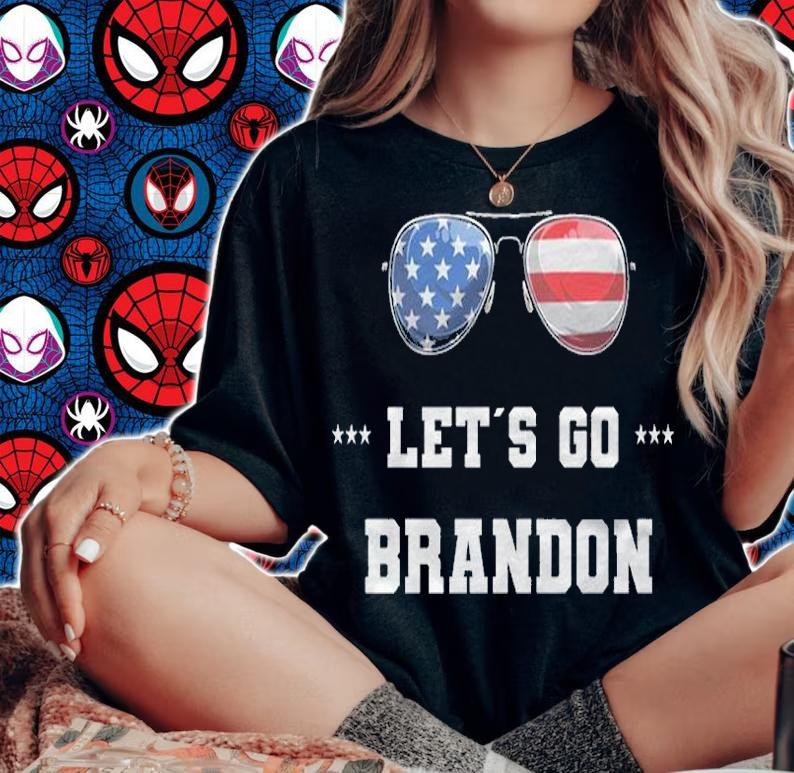 Hot let's Go Brandon Conservative USA Flag T-Shirt woman shirt