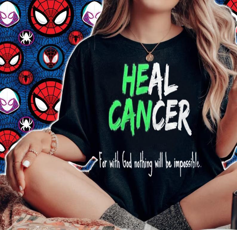 Liver Cancer Awareness Green Bible Verse Heal Faith Quote T-shirt