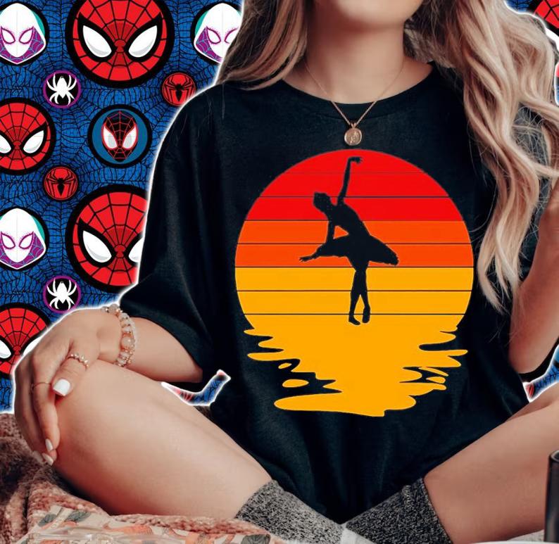 Rainbow Sunset Ballerina Cute Ballet Vintage T-Shirt woman shirt