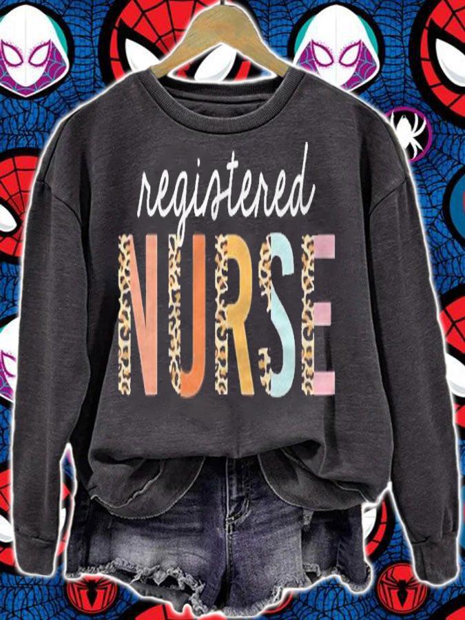 Rn Nurse Leopard Print Registered Nurse Nursing School Women Shirt sweatshirt