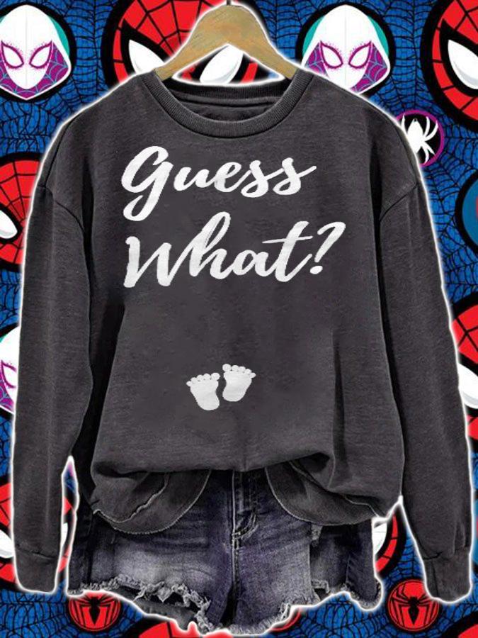 Womens Guess What Pregnancy Announcement Expecting Mom Baby Girl T-shirt sweatshirt