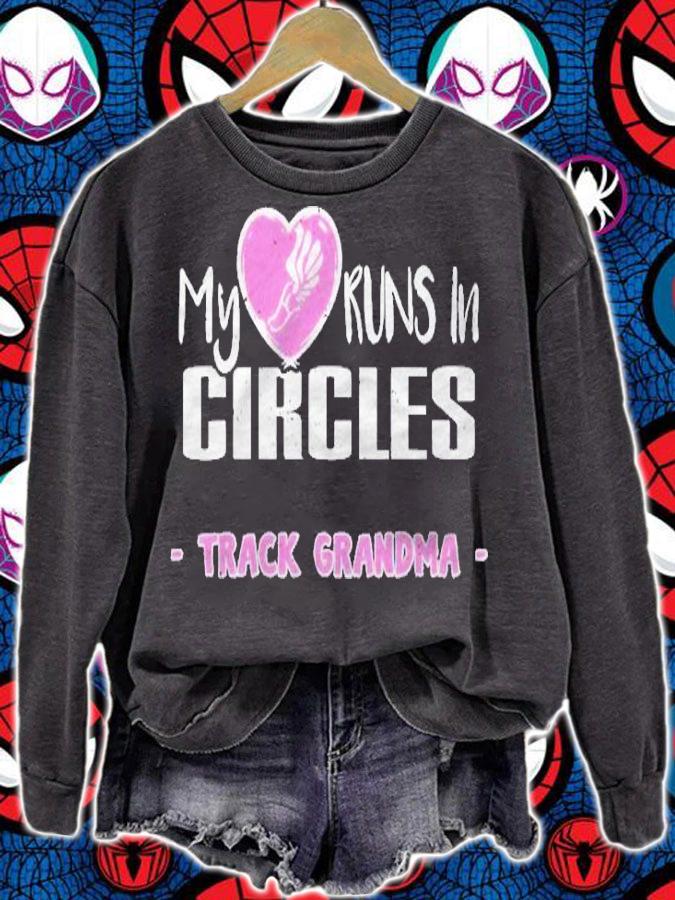 My Heart Runs In Circles Runner Track And Field Grandma Shirt sweatshirt