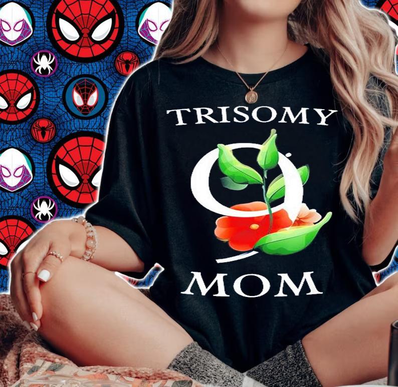 Trisomy 9 Awareness Day Mom Floral Big 9 T-Shirt