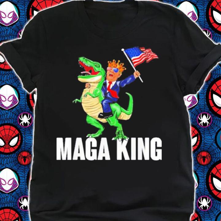 Maga King Trump Riding Dinosaur Shirt shirt