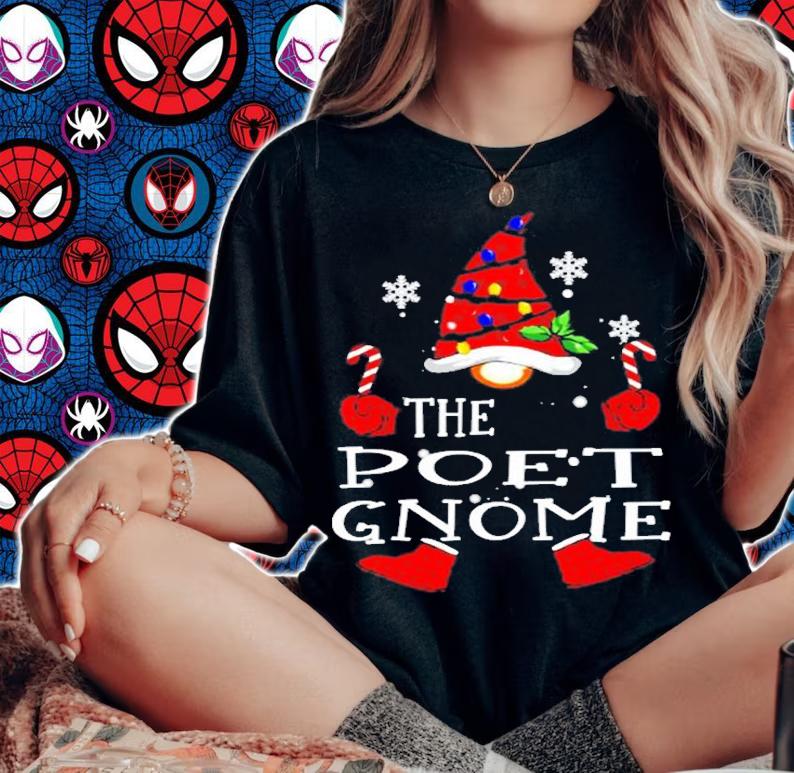 Poet Gnome Red Plaid Matching Christmas Pajama T-Shirt