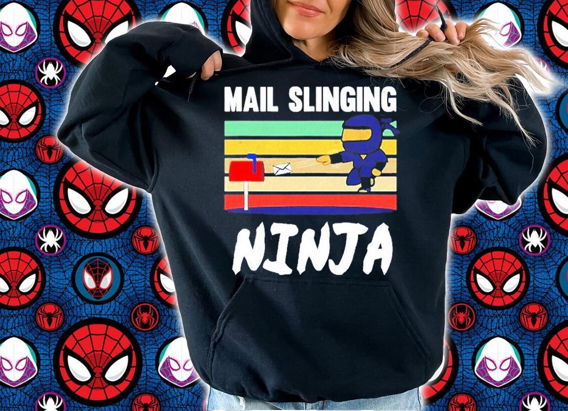 Mens Mail Slinging Ninja Mailman Mail Carrier Retro Postman T-Shirt