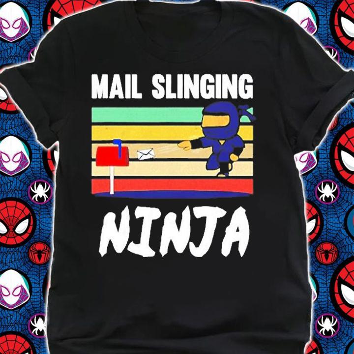 Mens Mail Slinging Ninja Mailman Mail Carrier Retro Postman T-Shirt