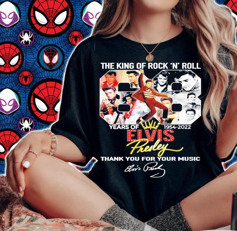 The King Of Rock N Roll 68 Years Of 1954 2022 Elvis Presley Thank You For Your Music Signature t-shirt woman shirt