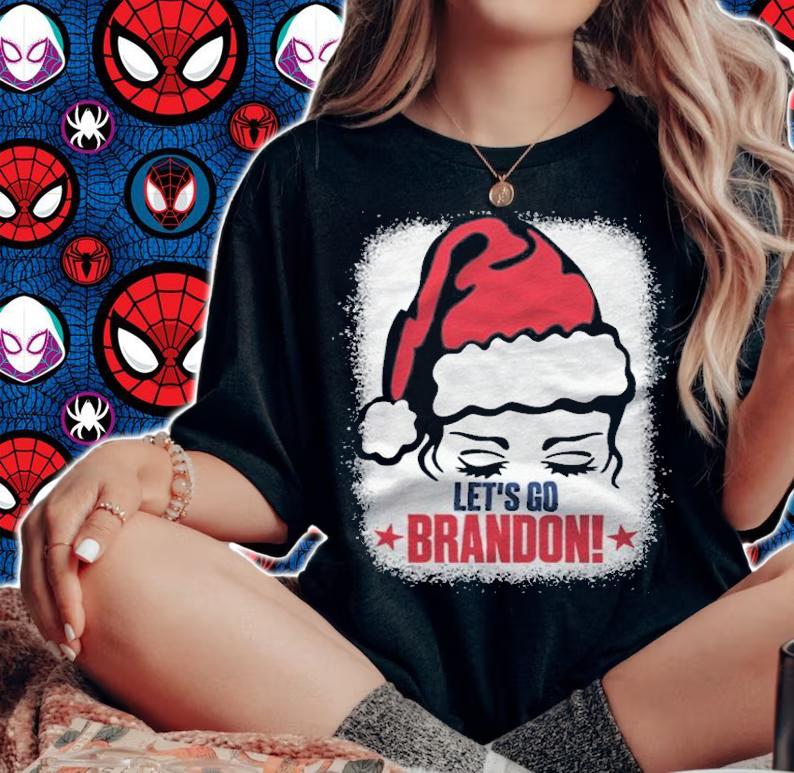 FJB Let's Go Brandon Funny Chant FJB Christmas Santa Hat 2021 t-shirt woman shirt