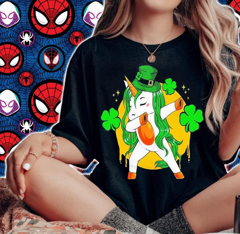 Funny Unicorn Leprechaun Green Hat St. Patrick's Day Shirt woman shirt