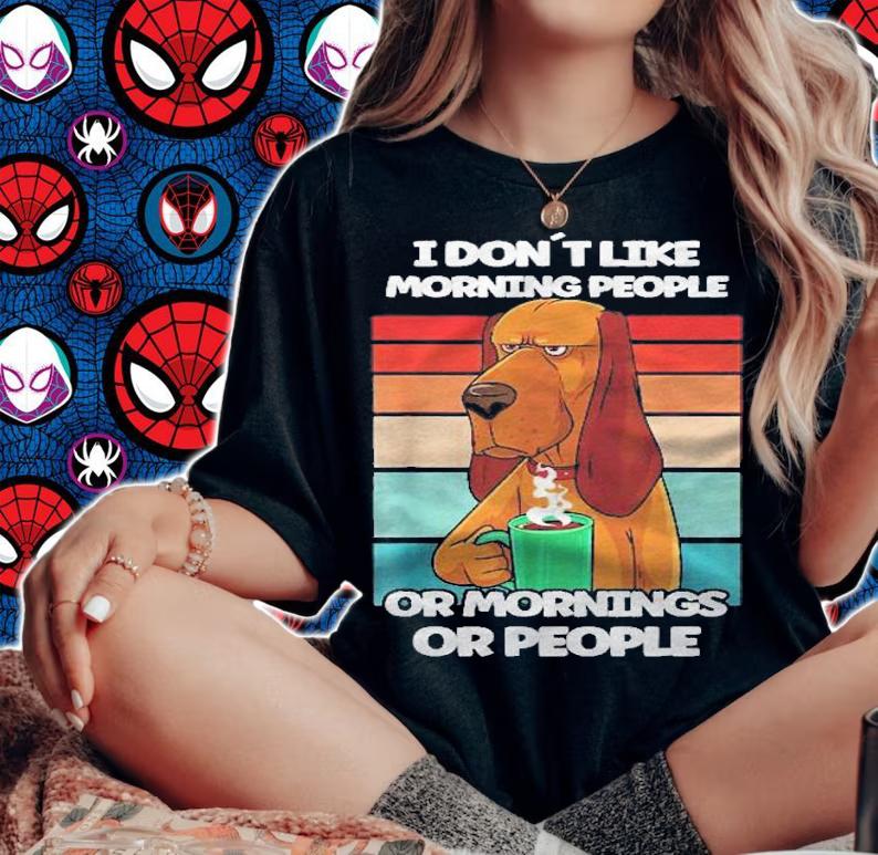 I Dont Like Morning People Dog Coffee Funny Vintage Shirt woman shirt