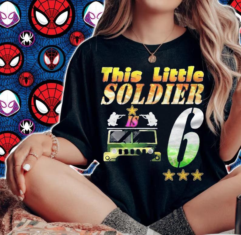 Kids 6 Years Old Soldier 6Th Military Army Soldier Birthday Party Shirt woman shirt