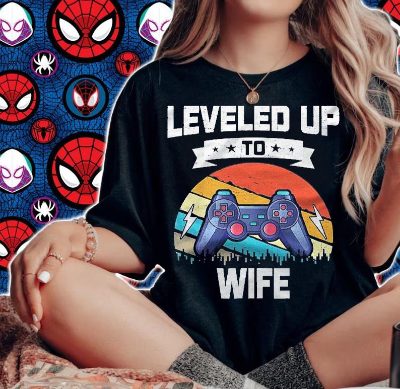 Leveled Up To Wife Video Game Gaming Shirt woman shirt
