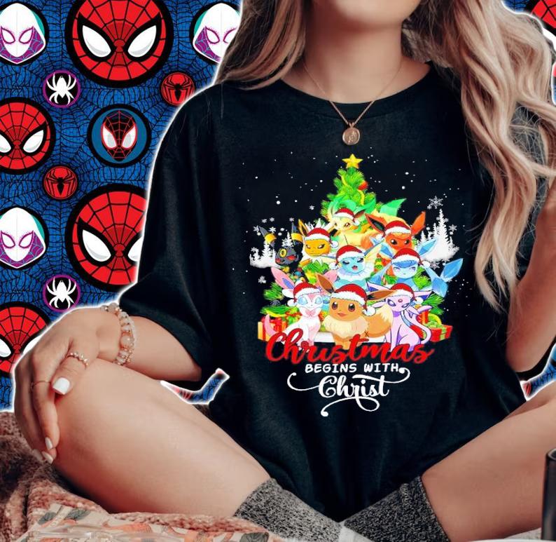 Pokemon Christmas Begins With Christ Shirt woman shirt