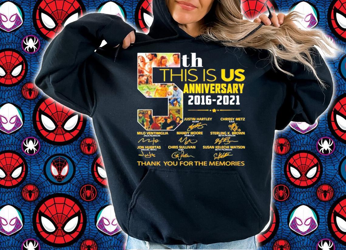 5th this is us anniversary 2016 2021 signatures t-shirt