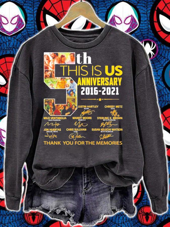 5th this is us anniversary 2016 2021 signatures t-shirt