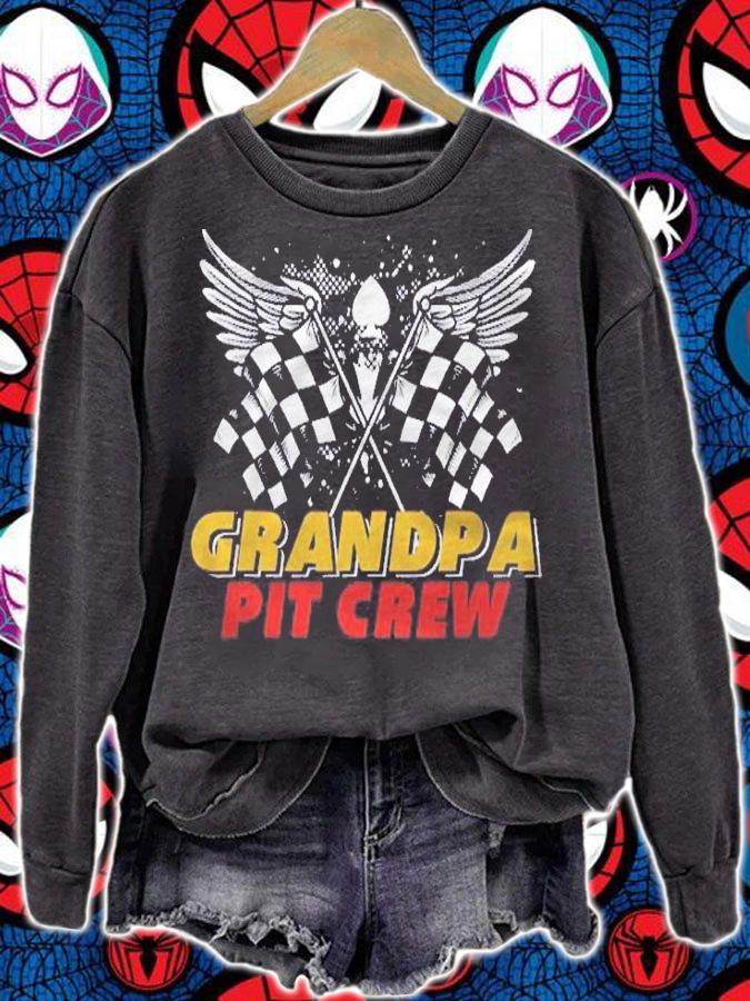 Grandpa Pit Crew Race Car Birthday Party Matching Family Shirt