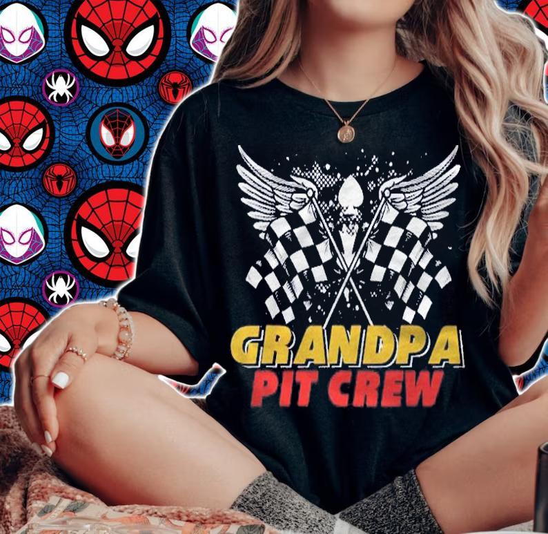 Grandpa Pit Crew Race Car Birthday Party Matching Family Shirt