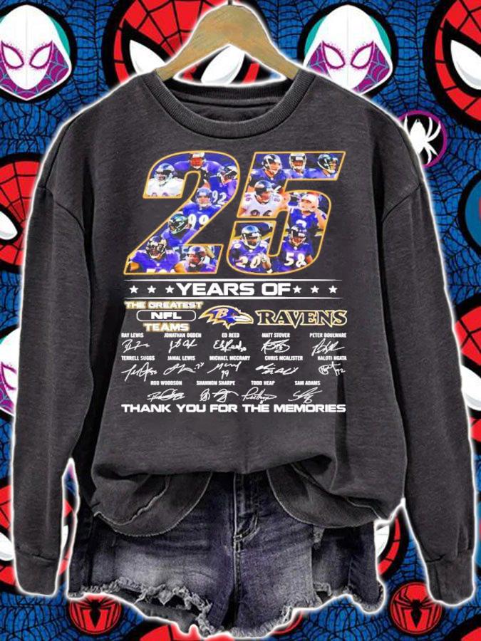 25 years of Baltimore Ravens signatures t-shirt sweatshirt