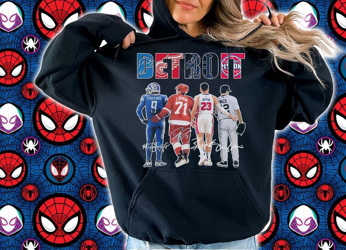 Detroit Matthew Stafford Dylan Larkin Blake Griffin Casey Mize Signatures T-Shirt