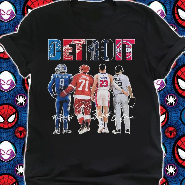 Detroit Matthew Stafford Dylan Larkin Blake Griffin Casey Mize Signatures T-Shirt