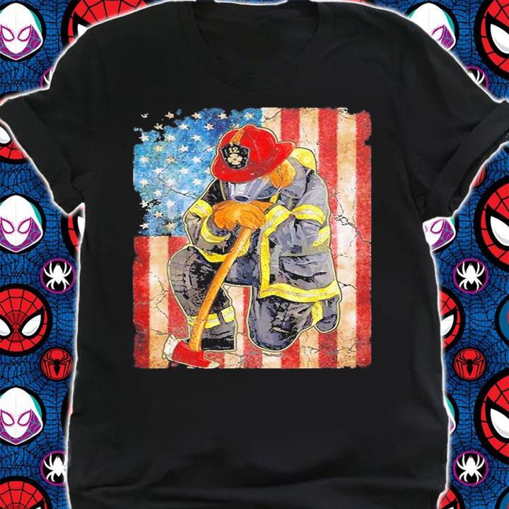 Firefighter American Flag Memorial Day Fireman Patriotic T-Shirt