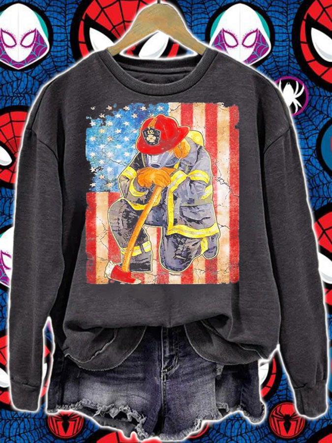 Firefighter American Flag Memorial Day Fireman Patriotic T-Shirt