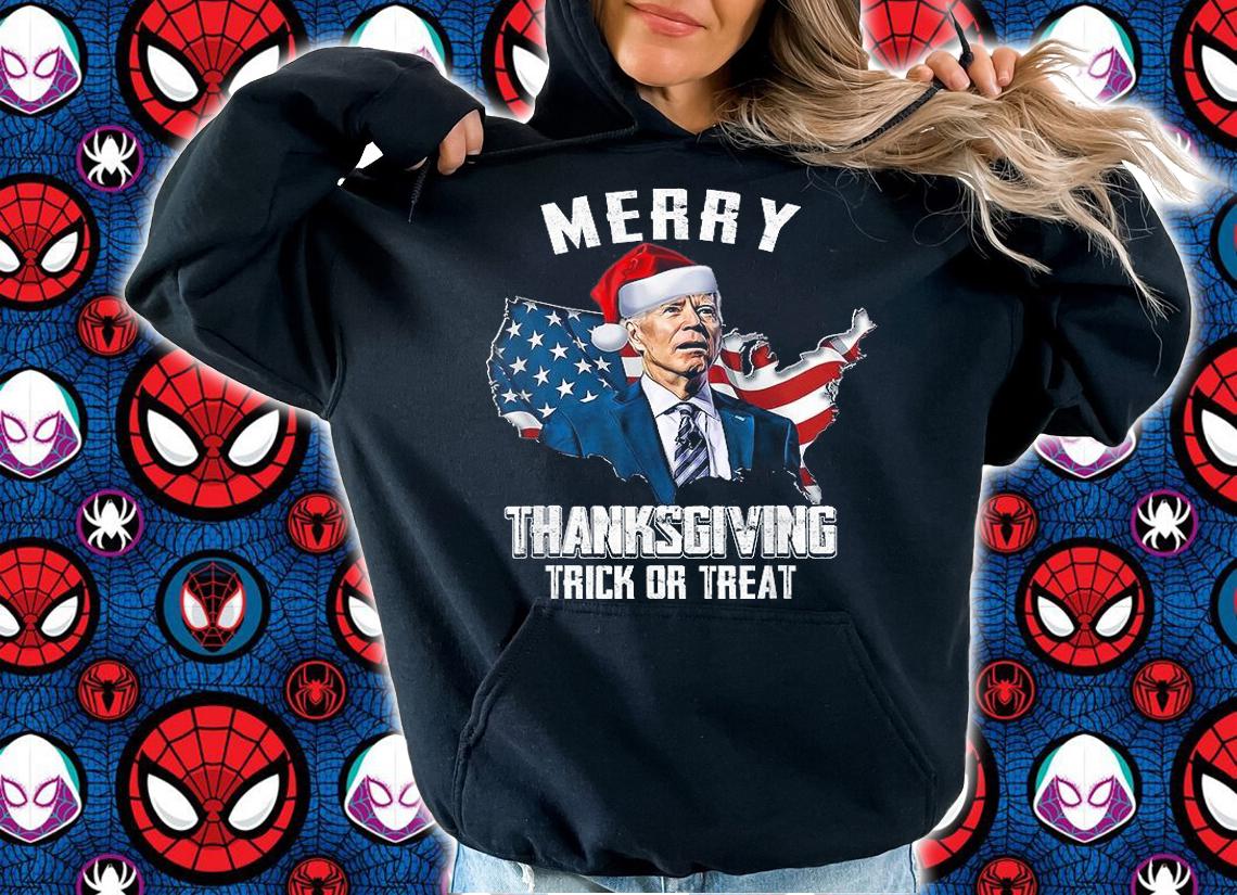 Funny Joe Biden Merry Thanksgiving USA Flag Anti Biden T-Shirt