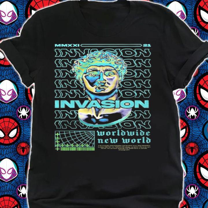 Invasion Worldwide New World Statue T-shirt