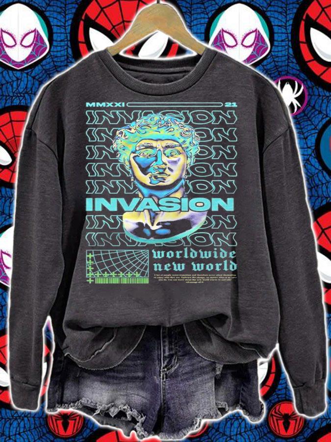 Invasion Worldwide New World Statue T-shirt