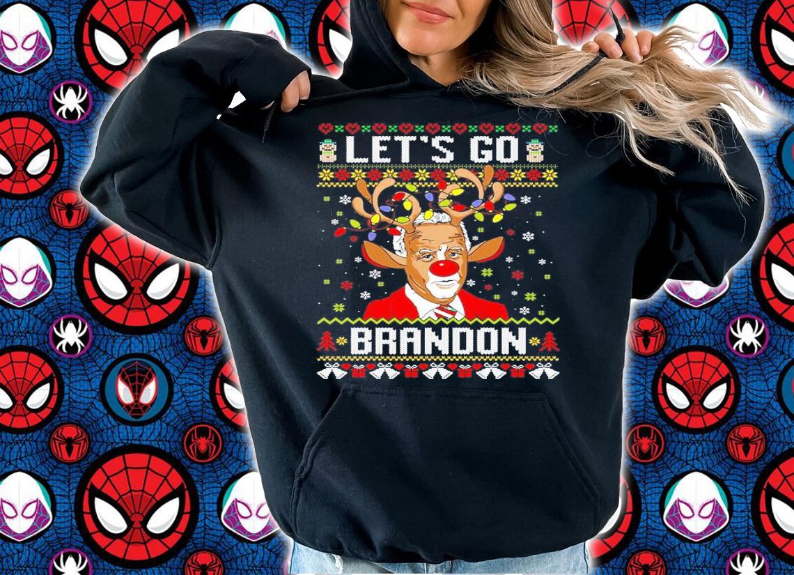 Joe Biden Reindeer Ugly Christmas Sweater Let's Go Brandon Shirt