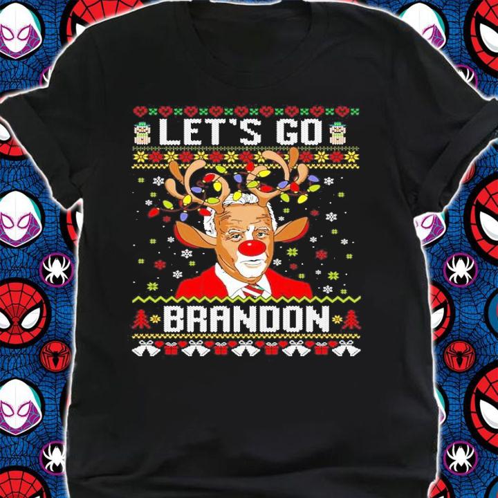 Joe Biden Reindeer Ugly Christmas Sweater Let's Go Brandon Shirt