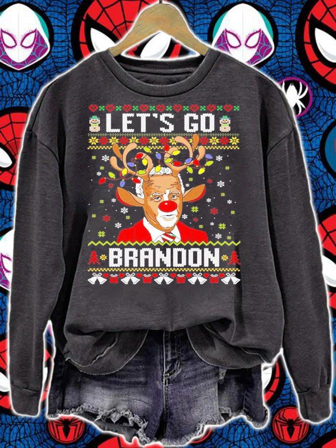 Joe Biden Reindeer Ugly Christmas Sweater Let's Go Brandon Shirt