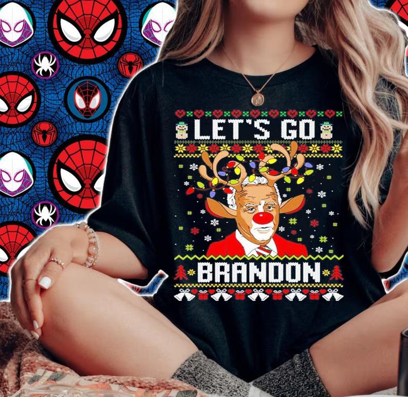 Joe Biden Reindeer Ugly Christmas Sweater Let's Go Brandon Shirt