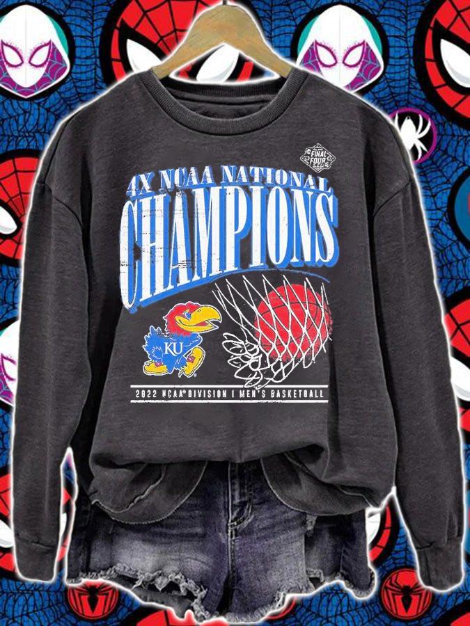 Kansas Jayhawks Women's 2022 NCAA Men's Basketball 4X National Champions Vintage T-Shirt