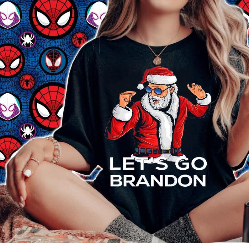 Let's Go Brandon Shirt Ugly Christmas Santa Funny Anti Biden T-Shirt woman shirt