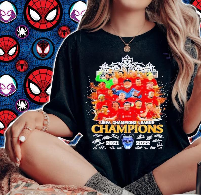 Liverpool UEFA Champions League Champions Signatures 2021-2022 Shirt woman shirt