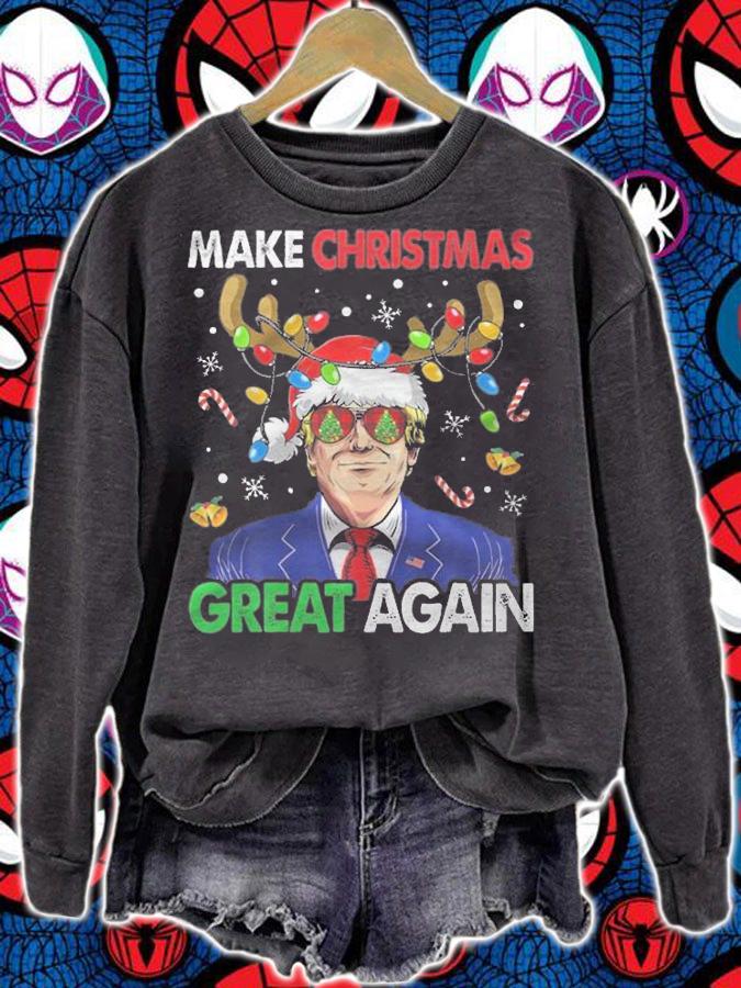 Make Christmas Great Again Funny Trump Christmas T-Shirt sweatshirt