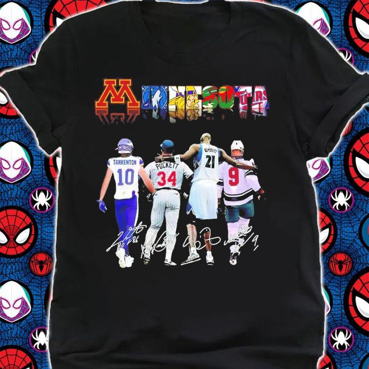 Minnesota Teams Sports With Tarkenton Puckett Garnett Signatures Shirt