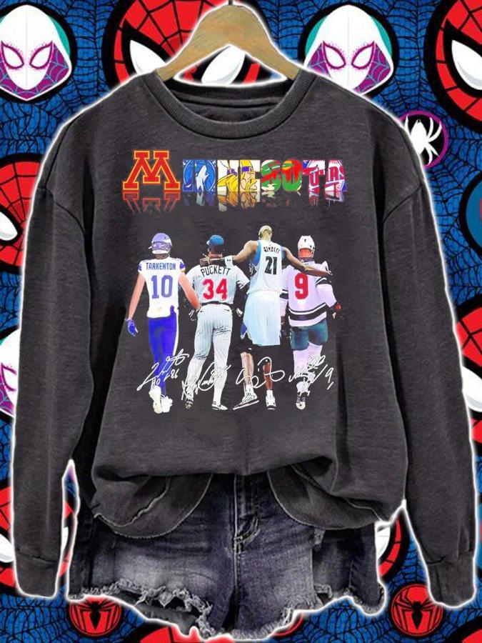 Minnesota Teams Sports With Tarkenton Puckett Garnett Signatures Shirt