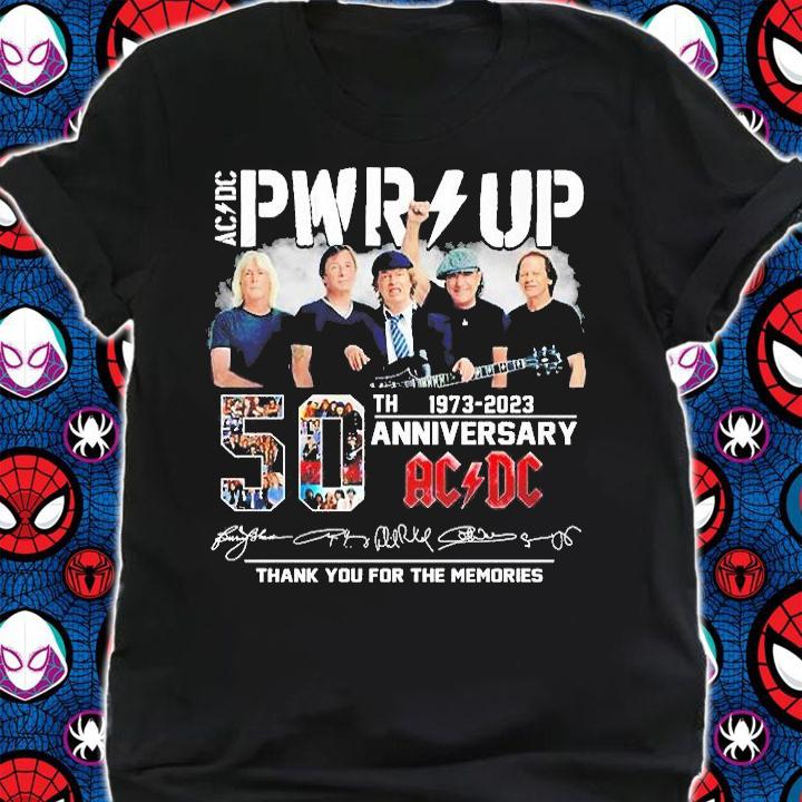 PWR Up 50th Anniversary ACDC 1973 2023 Thank You For The Memories T-Shirt shirt