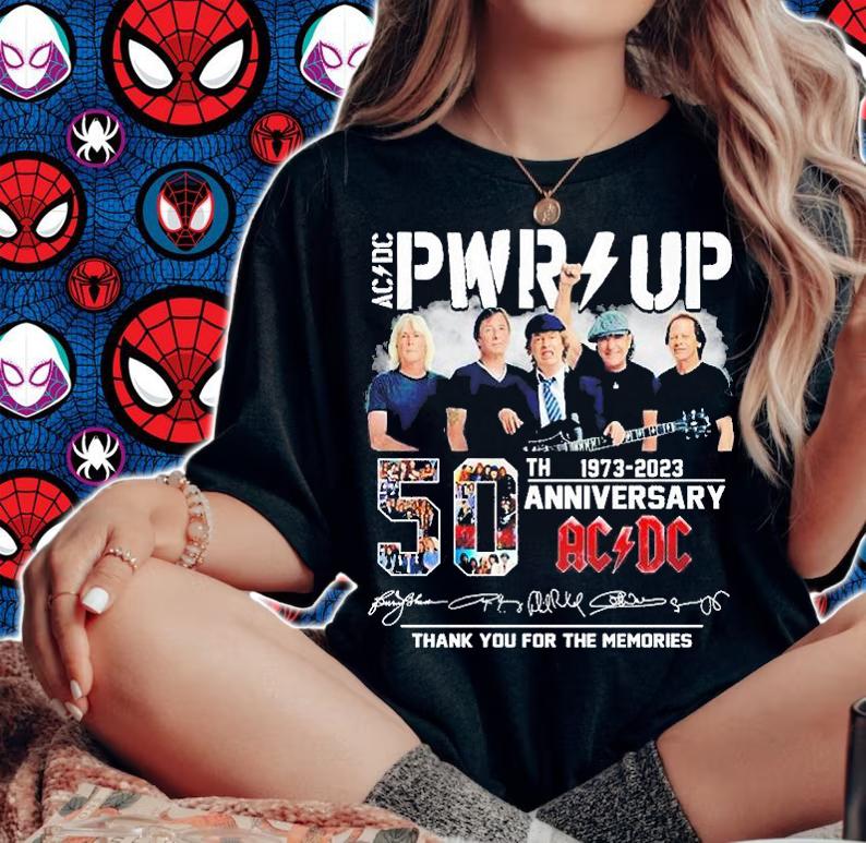 PWR Up 50th Anniversary ACDC 1973 2023 Thank You For The Memories T-Shirt woman shirt