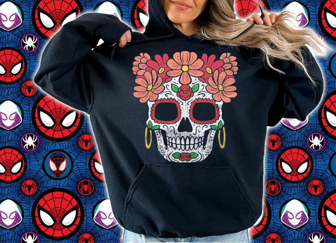 Sugar Skull Flowers Head Calavera Floral Dia De Los Muertos t-shirt