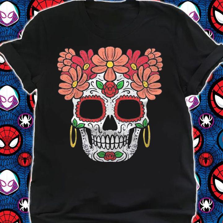 Sugar Skull Flowers Head Calavera Floral Dia De Los Muertos t-shirt