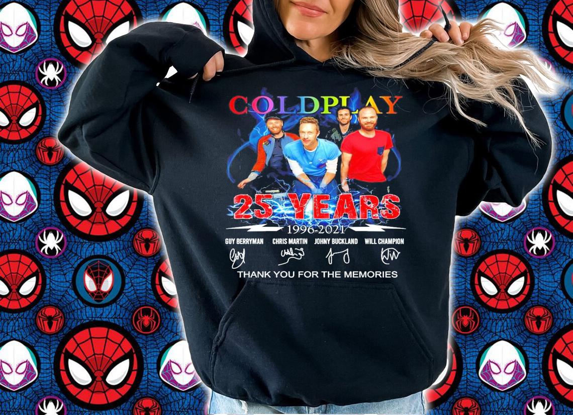 Coldplay 25 years 1996-2021 signatures t-shirt