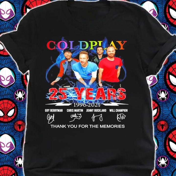 Coldplay 25 years 1996-2021 signatures t-shirt