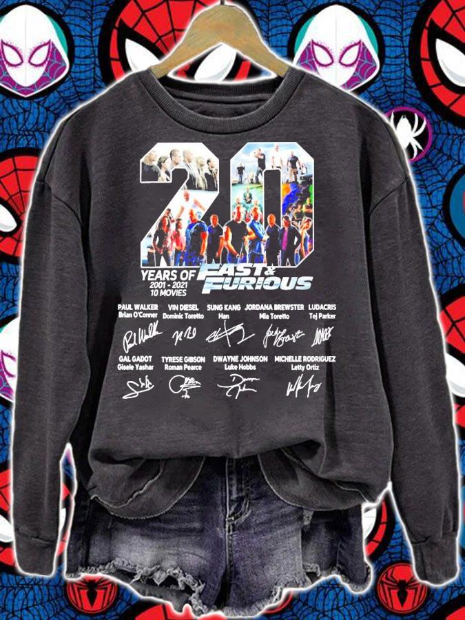 20 years of 2001-2021 10 movies Fast and Furious signature shirt sweatshirt